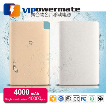 Wholesale credit card built in usb cable portable mobile power bank 4000 mah